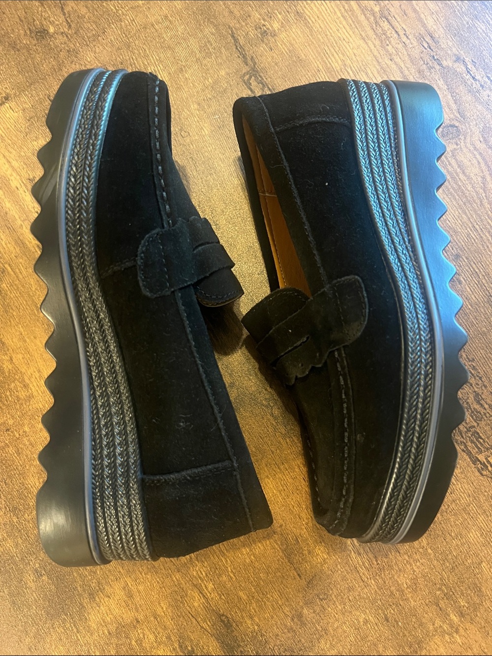 Women’s Black Faux Suede Platform Loafers